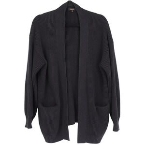 Quince Womens Black 100% Organic Cotton Oversized Ribbed Cardigan Size M Sweater